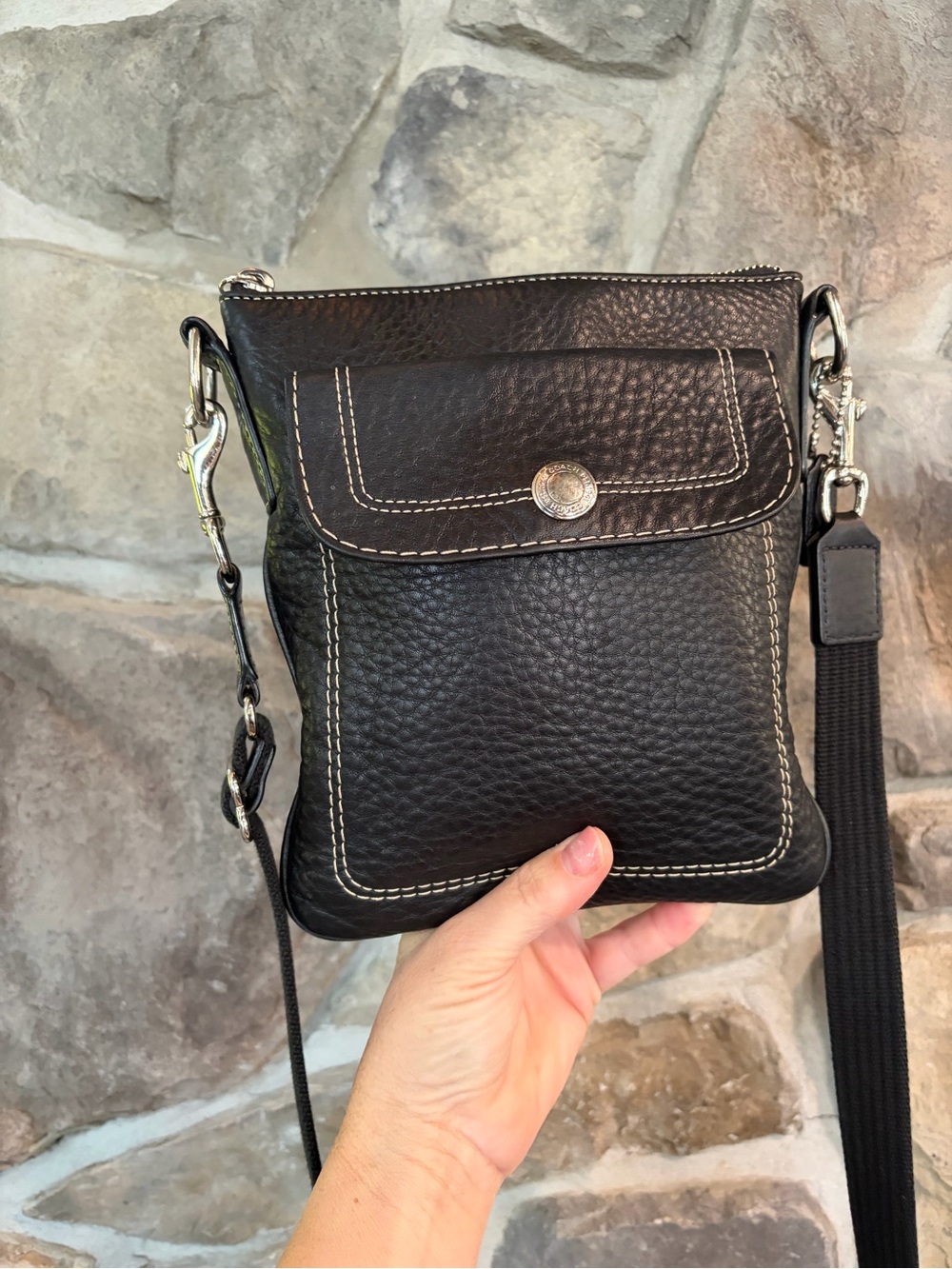 Vintage Coach Hamilton Pebbled Leather Crossbody Bag Swingpack